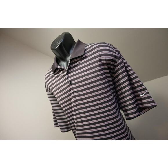 Nike Golf Polo Dri Fit Performance Striped Short Sleeve Athletic Mens Size XL - Picture 1 of 9
